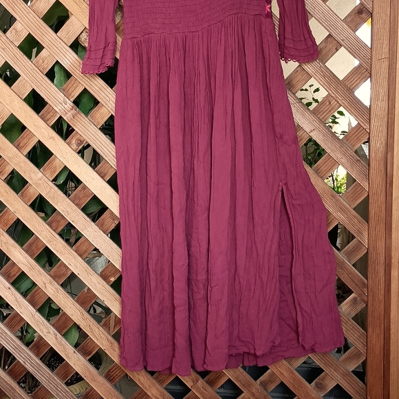 Free People Boho Chic Midi Dress With Floral Embroidered Front & Waist Ex Small - Picture 5 of 10